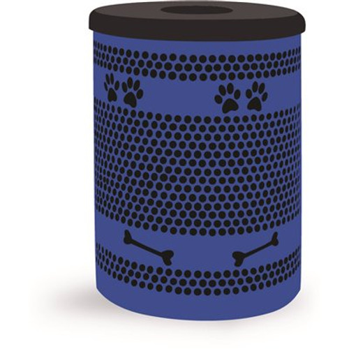 Blue Paw and Bone Trash Receptacle with Flat Top