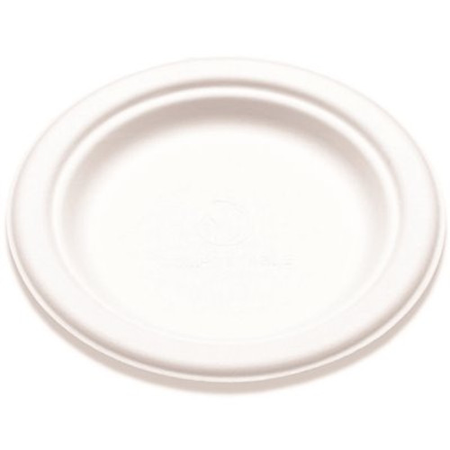 BRIDGE-GATE 6 in. White Bagasse Plate (1000 per Case)
