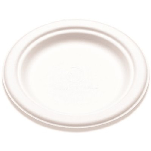 BRIDGE-GATE 6 in. White Bagasse Plate (1000 per Case)