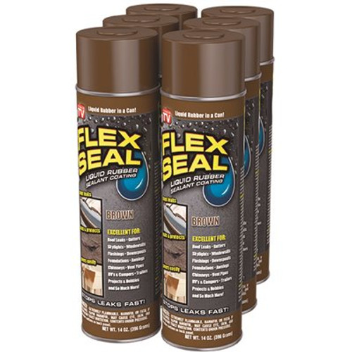 FLEX SEAL FAMILY OF PRODUCTS Flex Seal 14 oz. Brown Aerosol Liquid Rubber Sealant Spray Coating Cans (6-Piece)