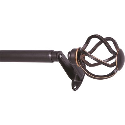 Eclipse Room Darkening Cage 36 in. - 66 in. Adjustable 3/4 in. Single Decorative Curtain Rod in Oil Rubbed Bronze