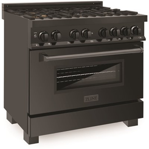 ZLINE Kitchen and Bath 36" 4.6 cu. ft. Dual Fuel Range with Gas Stove and Electric Oven in Black Stainless Steel