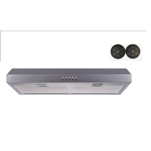 Winflo 30 in. 300 CFM Convertible Under Cabinet Range Hood in Stainless Steel with Mesh and Charcoal Filters