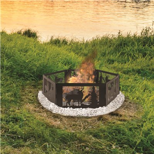 Pleasant Hearth Deer Mountain Portable Folding 36 in. x 12 in. Hexagon Steel Wood Burning Fire Pit with Carrying Case