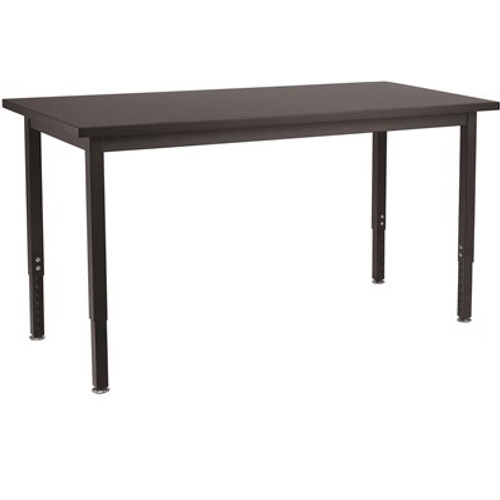 National Public Seating 24 in. x 48 in. Black Height Adjustable Heavy Duty Utility Table