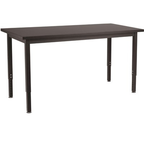 National Public Seating 24 in. x 54 in. Black Height Adjustable Heavy Duty Utility Table