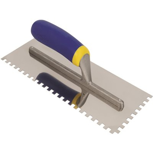 QEP 1/4 in. x 1/4 in. x 1/4 in. Comfort Grip Stainless Steel Square-Notch Flooring Trowel