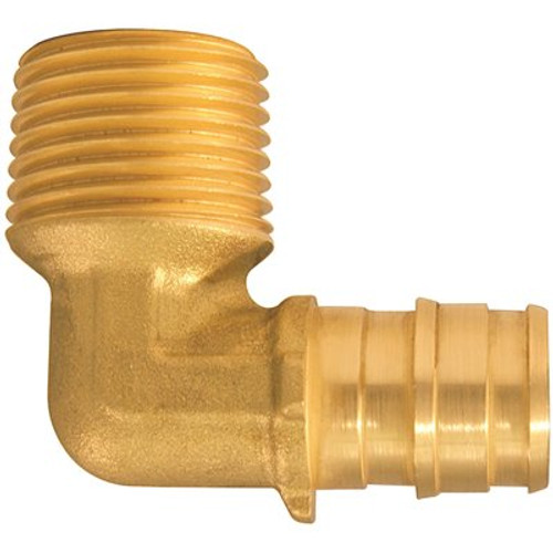 Apollo 1/2 in. x 1/2 in. MNPT PEX-A Barb Brass 90-Degree Male Elbow Fitting