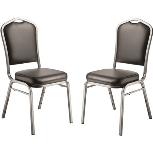 National Public Seating 9300-Series Black Deluxe Vinyl Upholstered Stack Chair (2-Pack)