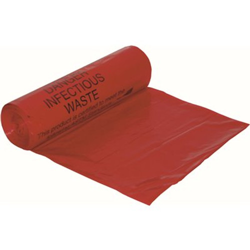 Berry Plastics 33 Gal. 3.0 mil Red Biohazard Can Liner (10 bags per roll / 10 rolls per case)