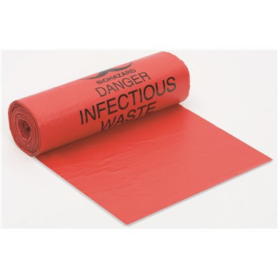 Berry Plastics 38 in. x 58 in. 60 Gal. 1.25 mil Size Red Biohazard Bag (100/Case)