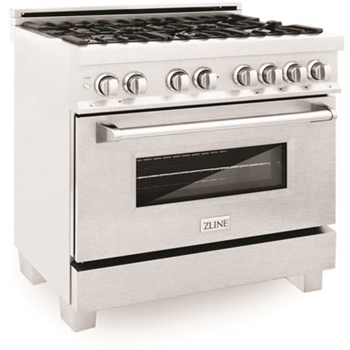 ZLINE Kitchen and Bath 36 in. 4.6 cu. ft. Dual Fuel Range with Gas Stove and Electric Oven in DuraSnow Stainless Steel