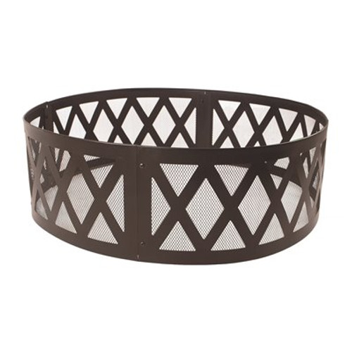 Pleasant Hearth 36 in. x 12 in. Round Steel Wood Burning Lattice Fire Ring in Black