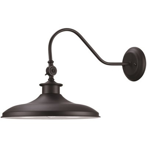 Globe Electric Hawke 1-Light Outdoor Indoor Wall Sconce, Matte Black, White Interior Shade