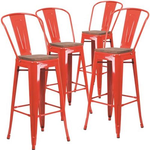 Carnegy Avenue 30.25 in. Red Bar Stool (4-Pack) Carnegy Avenue 30.25 in. Red Bar Stool (4-Pack)