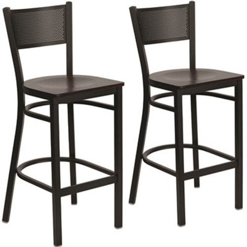 Carnegy Avenue 28.5 in. Mahogany Wood Seat/Black Metal Frame Bar Stool (2-pack) Carnegy Avenue 28.5 in. Mahogany Wood Seat/Black Metal Frame Bar Stool (2-pack)