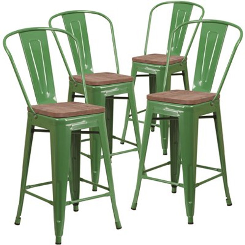 Carnegy Avenue 24.25 in. Green Bar Stool (4-Pack)