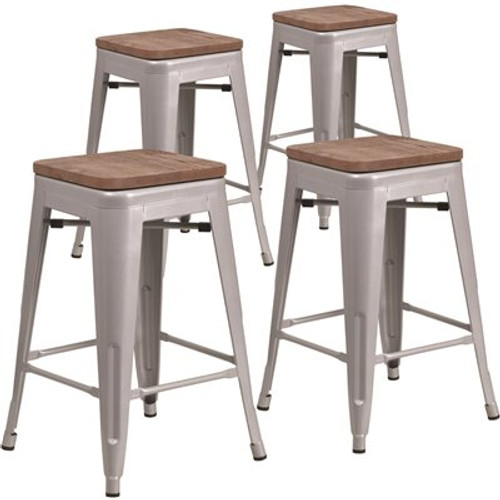 Carnegy Avenue 24 in. Silver Bar Stool (4-Pack) Carnegy Avenue 24 in. Silver Bar Stool (4-Pack)