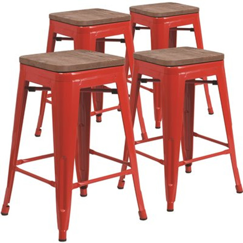 Carnegy Avenue 24 in. Red Bar Stool (4-Pack) Carnegy Avenue 24 in. Red Bar Stool (4-Pack)