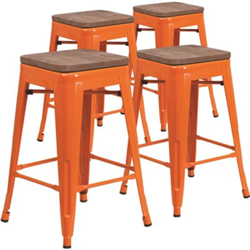 Carnegy Avenue 24 in. Orange Bar Stool - 4 pack