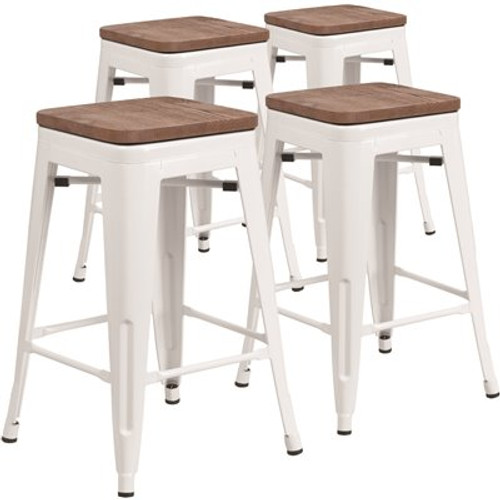 Carnegy Avenue 24 in. White Bar Stool (4-Pack) Carnegy Avenue 24 in. White Bar Stool (4-Pack)