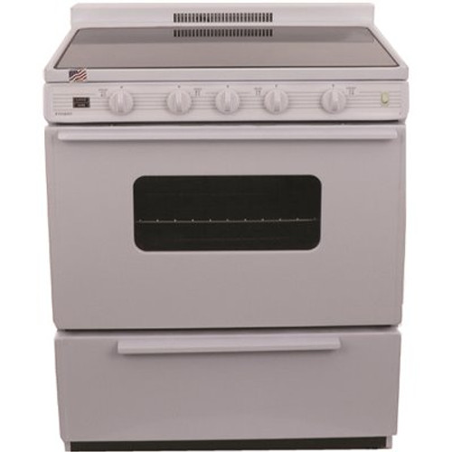 30 in. 3.91 cu. ft. 4-Burner Smooth Top Electric Range in. White, Power Cord Sold Separately, No Computer Parts Required