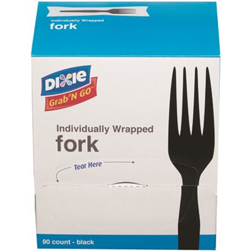 Dixie Medium-Weight Black, Polystyrene Disposable Plastic Forks & Sporks,( 6 Boxes at 90 Per Box)