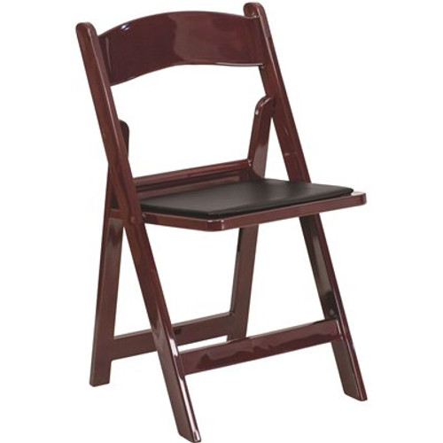 Carnegy Avenue Red Mahogany Vinyl Seat with Resin Frame Folding Chair (Set of 2)