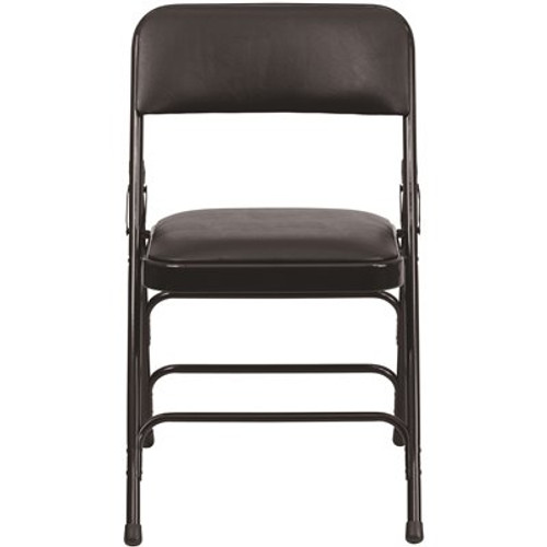 Carnegy Avenue Black Vinyl/Black Frame Metal Folding Chair (2-Pack)