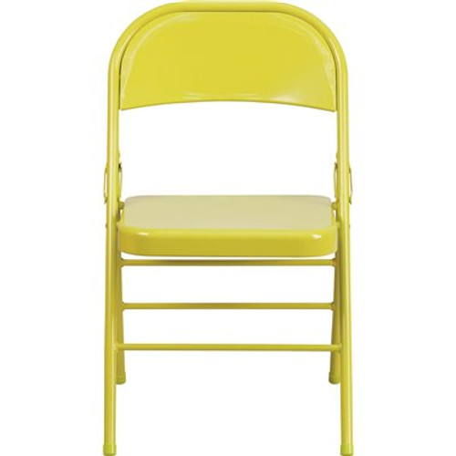 Carnegy Avenue Twisted Citron Metal Folding Chair (2-Pack)