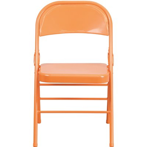 Carnegy Avenue Orange Marmalade Metal Folding Chair (2-Pack)