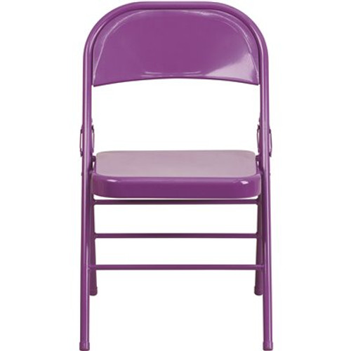 Carnegy Avenue Impulsive Purple Metal Folding Chair (2-Pack)