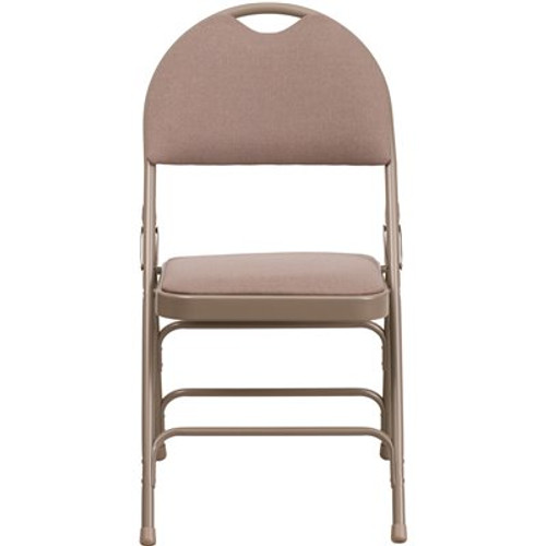 Flash Furniture Beige Fabric/Beige Frame Metal Folding Chair (2-Pack)