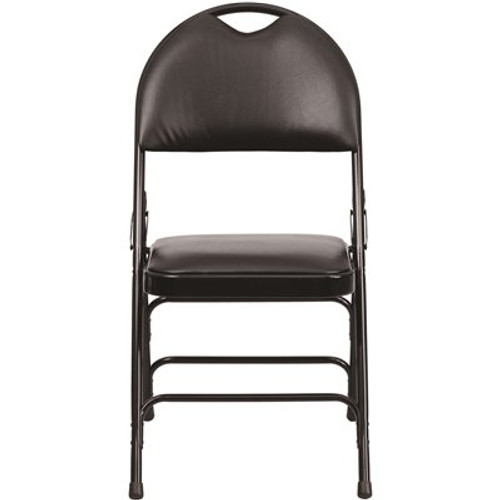 Flash Furniture Black Vinyl/Black Frame Metal Folding Chair (2-Pack)