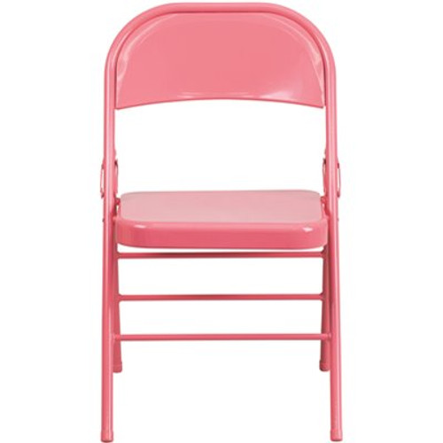 Flash Furniture Bubblegum Pink Metal Folding Chair (4-Pack)