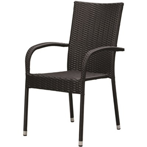 Patio Sense Morgan Stacking Resin Wicker Outdoor Dining Chair in Black (4-Pack)