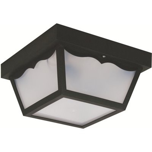 10.25 in. Black Square Outdoor Ceiling Flush Mount Fixture