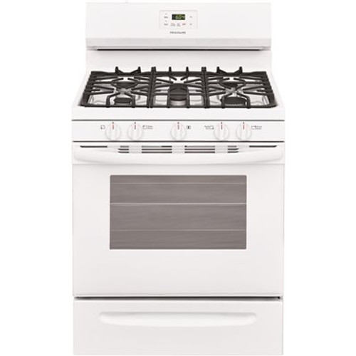 Frigidaire 30 in. 5.0 cu. ft. 5-Burner Gas Range with Manual Clean in White Frigidaire 30 in. 5.0 cu. ft. 5-Burner Gas Range with Manual Clean in White