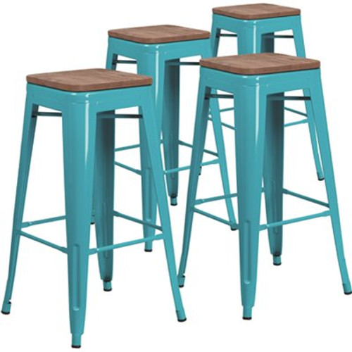Carnegy Avenue 30 in. Crystal Teal-Blue Bar Stool (Set of 4) Carnegy Avenue 30 in. Crystal Teal-Blue Bar Stool (Set of 4)