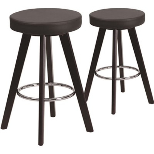 Carnegy Avenue 24.25 in. Black Bar Stool (Set of 2)