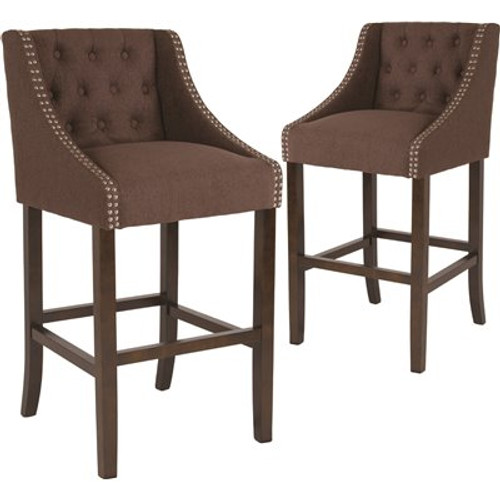 Carnegy Avenue 42 in. Brown Fabric Bar Stool (Set of 2)