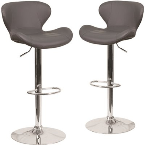 Carnegy Avenue 42.25 in. Gray Vinyl Bar Stool (Set of 2) Carnegy Avenue 42.25 in. Gray Vinyl Bar Stool (Set of 2)