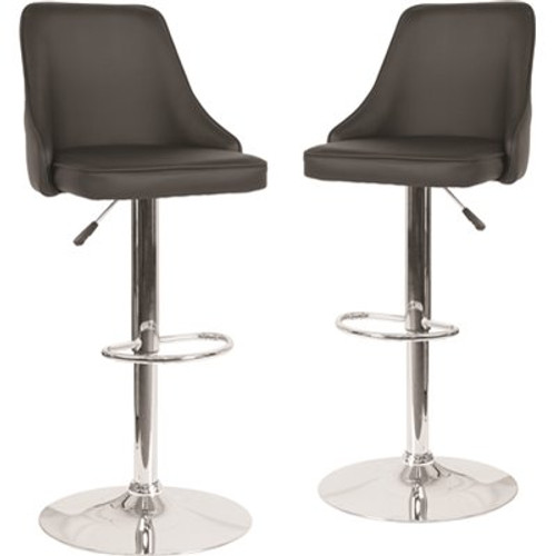 Carnegy Avenue 44.25 in. Black Leather Bar Stool (Set of 2)