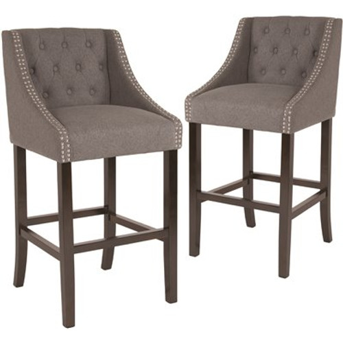 Carnegy Avenue 42 in. Dark Gray Fabric Bar Stool (Set of 2)