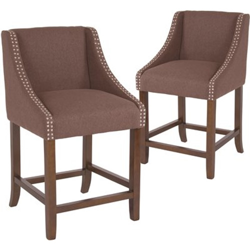 Carnegy Avenue 24 in Brown Fabric Bar Stool (Set of 2) Carnegy Avenue 24 in Brown Fabric Bar Stool (Set of 2)