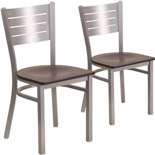 Carnegy Avenue Mahogany Wood Seat/Silver Frame Restaurant Chairs (Set of 2) Carnegy Avenue Mahogany Wood Seat/Silver Frame Restaurant Chairs (Set of 2)
