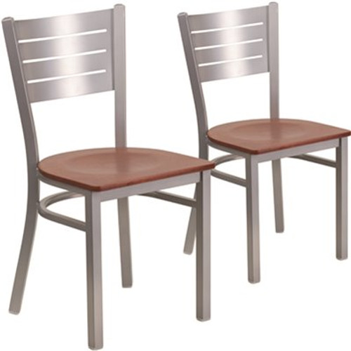 Carnegy Avenue Cherry Wood Seat/Silver Frame Restaurant Chairs (Set of 2) Carnegy Avenue Cherry Wood Seat/Silver Frame Restaurant Chairs (Set of 2)