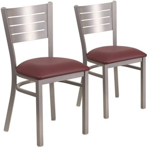 Carnegy Avenue Burgundy Vinyl Seat/Silver Frame Restaurant Chairs (Set of 2) Carnegy Avenue Burgundy Vinyl Seat/Silver Frame Restaurant Chairs (Set of 2)