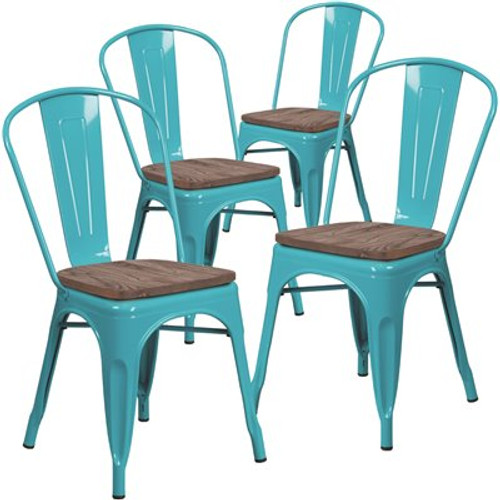 Carnegy Avenue Crystal Teal-Blue Restaurant Chairs (Set of 4) Carnegy Avenue Crystal Teal-Blue Restaurant Chairs (Set of 4)
