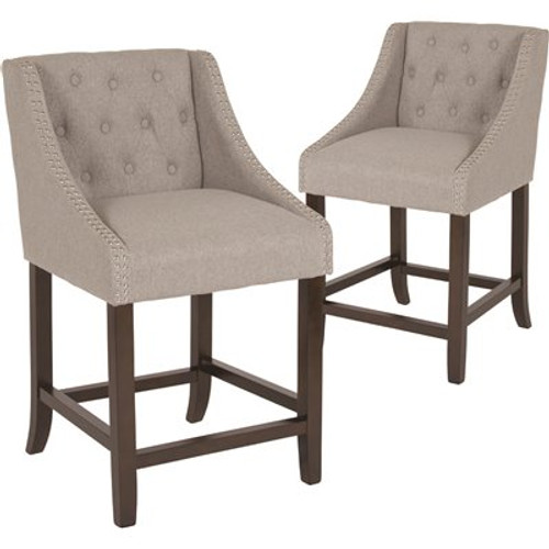 Carnegy Avenue 24 in. Light Gray Fabric Bar stool (Set of 2)